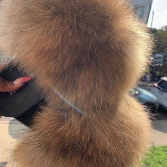 Natural Brown Real Fur Slides 5,6,7,8,9,10,12 - Picture 3 of 3